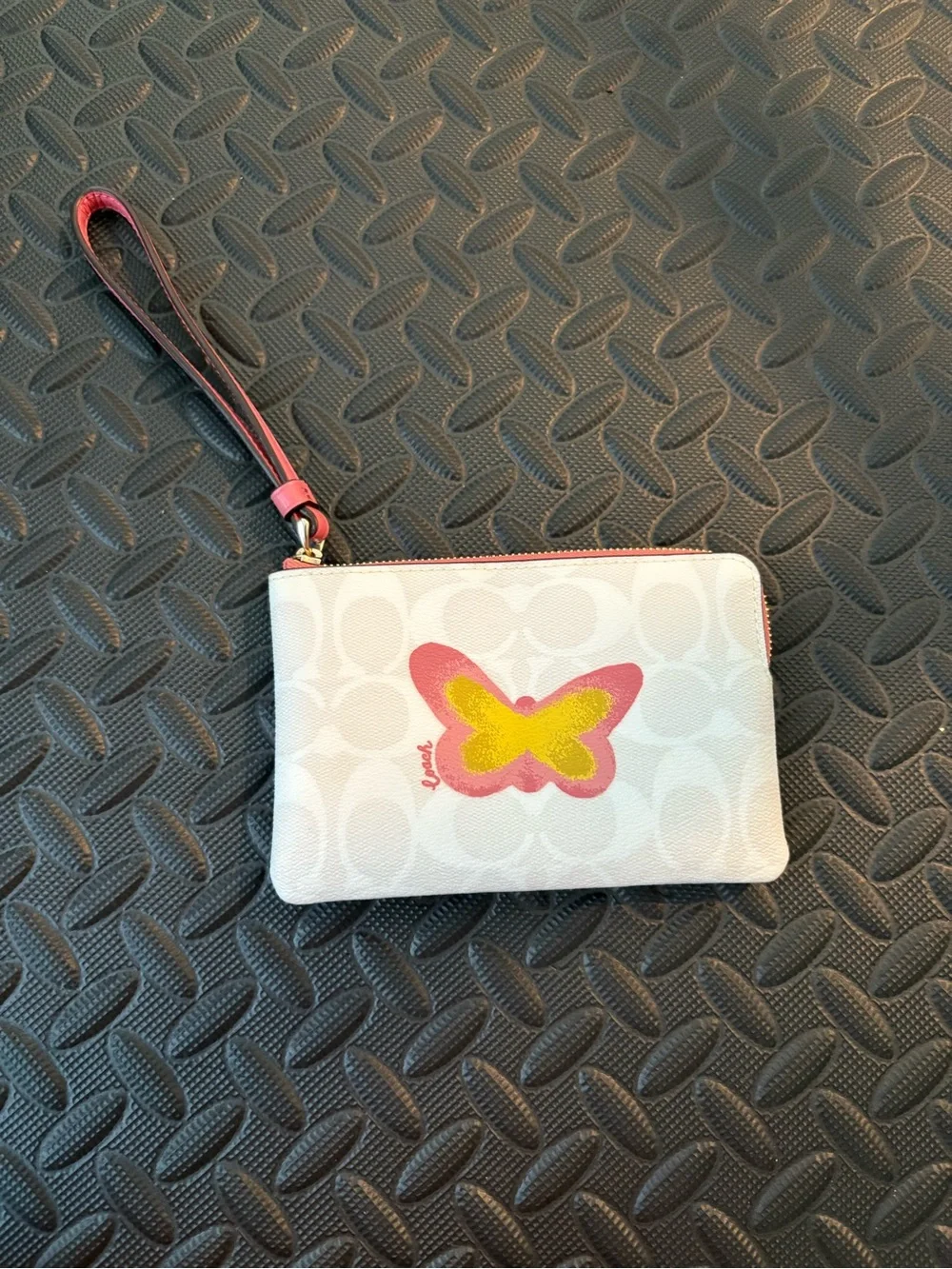 Coach Kids Butterfly Wristlet in White, Pink and Yellow